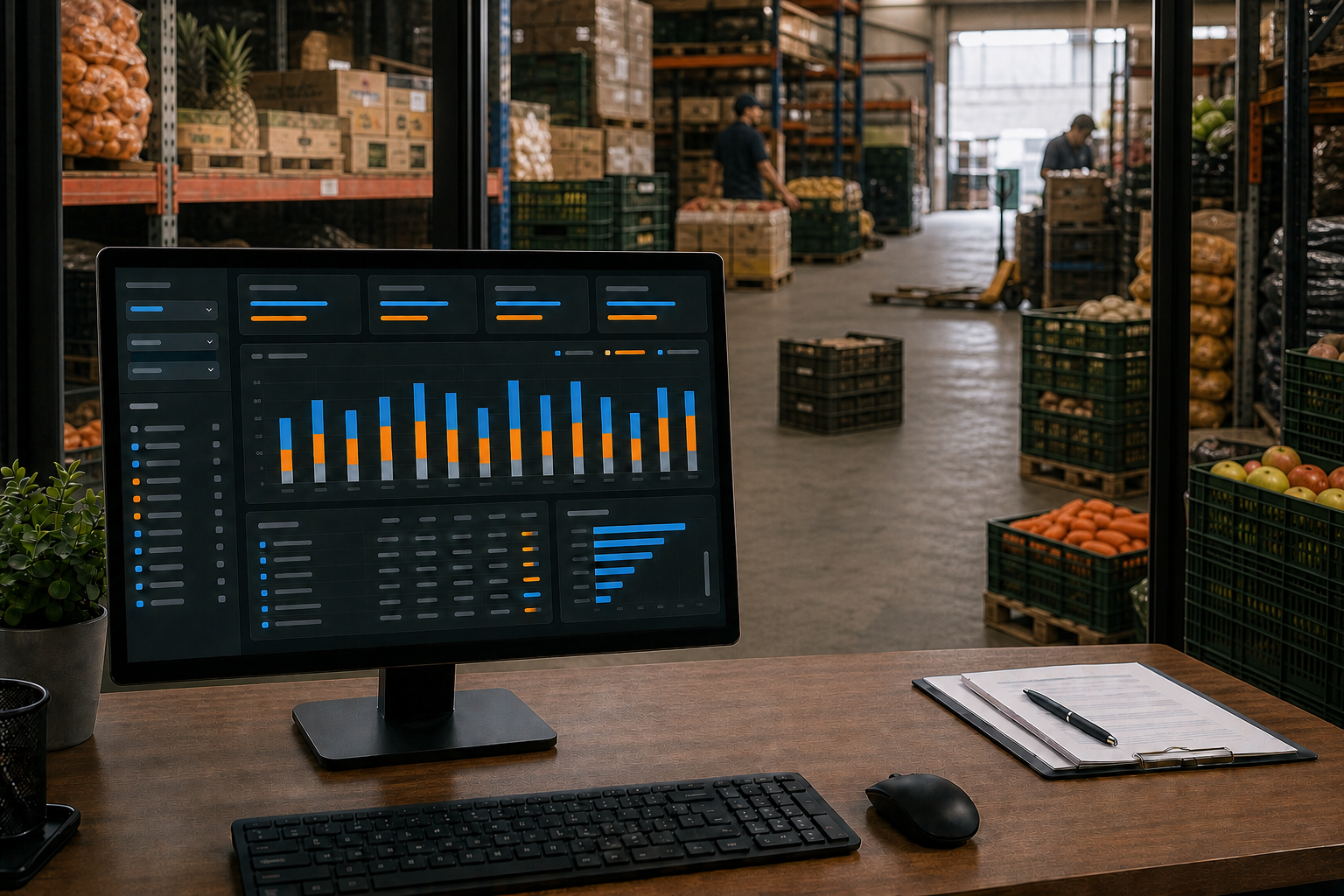 Management dashboard in a produce distribution operation